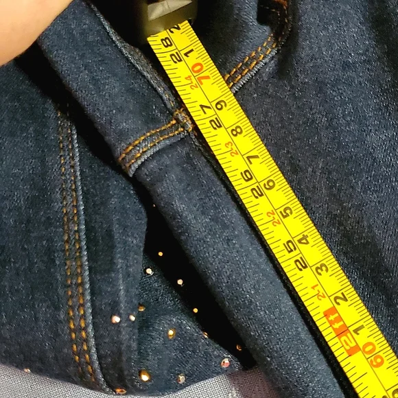 Nygard Luxe Denim Leggings w/ Rhinestone Fade Cuffed Bottoms - Size Small 6-8 - Picture 12 of 14